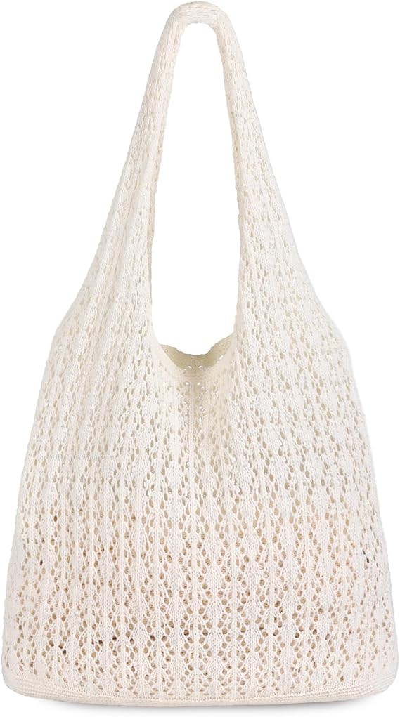 Sightor Crochet Tote Bag, Mesh Beach Bag Knit Summer Hobo Bag for Women