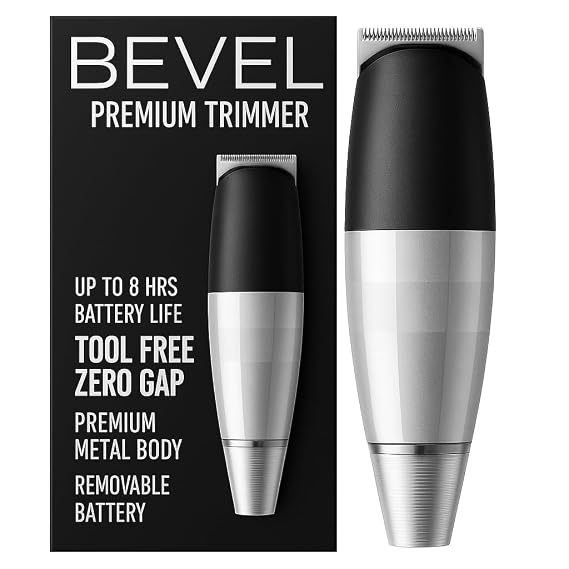 Bevel Cordless Beard Trimmer for Men, 6 Hour Rechargeable Battery