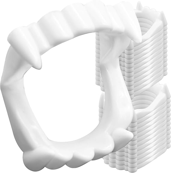 24 Pcs Plastic Vampire Teeth Fake Fangs White Vampire Teeth Halloween Costume Props, Party Supplies and Trick or Treat Accessories