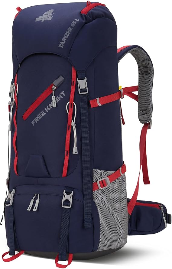 Bseash 65L Waterproof Hiking Camping Backpack with Rain Cover, Outdoor Sport Travel Daypack for Climbing Touring