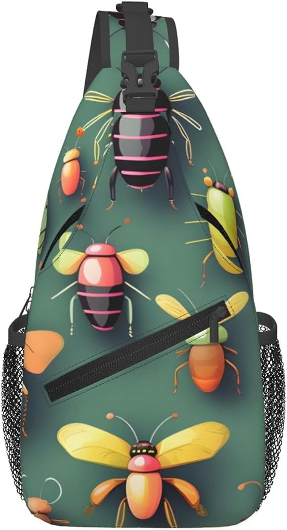 Insect Atlas Printed Fashion Crossbody Bag Outdoor Hiking Backpack Multifunctional Layered Storage Bag