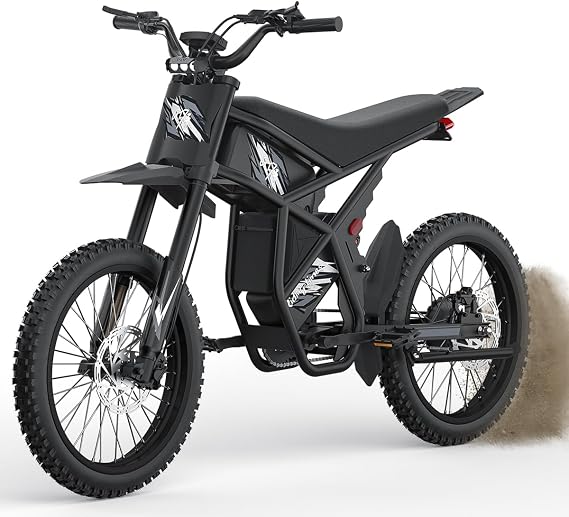 Bootime Thrilling 2000W Electric Dirt Bike for Teens - 37 MPH High-Speed, 85 Mile Range, 25" Fat Tires & Dual Battery | All-Terrain Off-Road eBike for Snow, Sand, Trails & Mountain Adventures