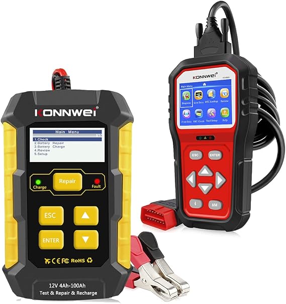 KW860 Enhanced OBD2 Scanner + KW510 Battery Charger Tester