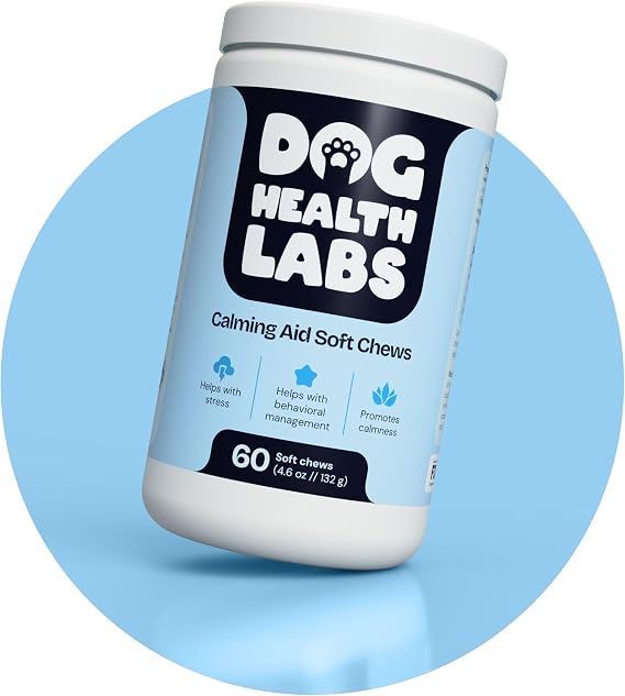 Calming Aid for Dogs 60-Count Soft Chews with Melatonin, Chamomile & L-Tryptophan Promotes Relaxation During Stressful Events Vet Recommended Calming Supplement Made in USA