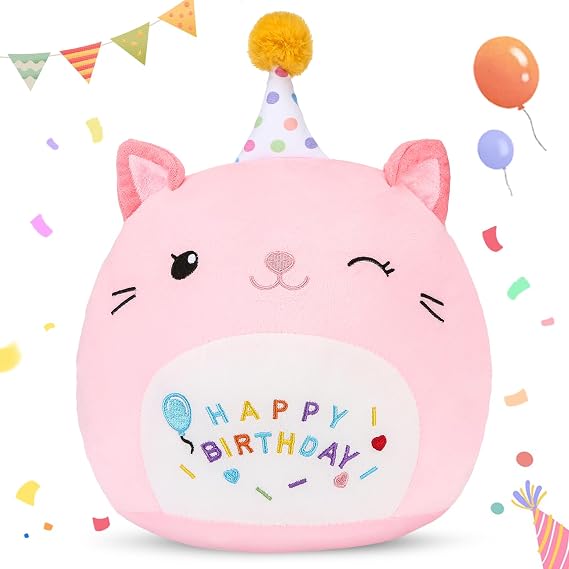 Happy Birthday Cat Stuffed Animal Plushie Cute Plush Gift for Girls 14