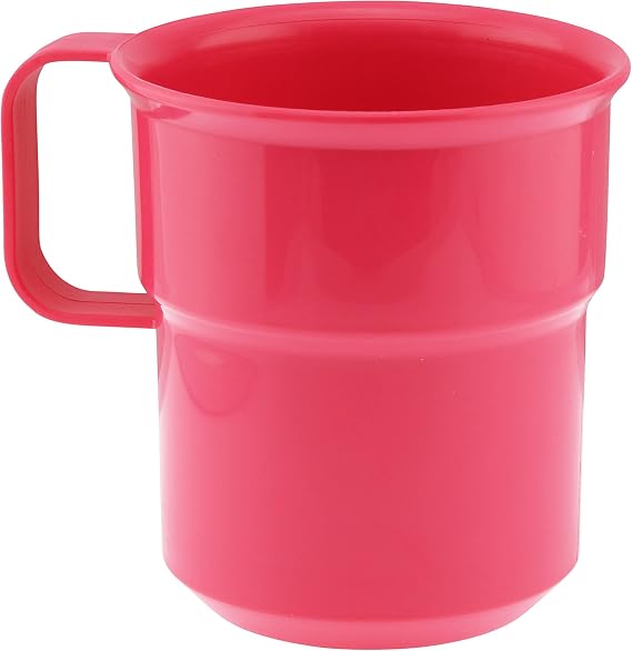 YBM HOME Break-Resistant Plastic Cup Mugs for Coffee, Juice, Milk, Water, Tea - 8oz Pink