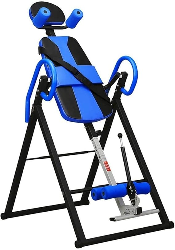 Inversion table, adjustable reverse machine, heavy duty folding treatment table extension machine, easy to assemble, two colors are available (Blue)