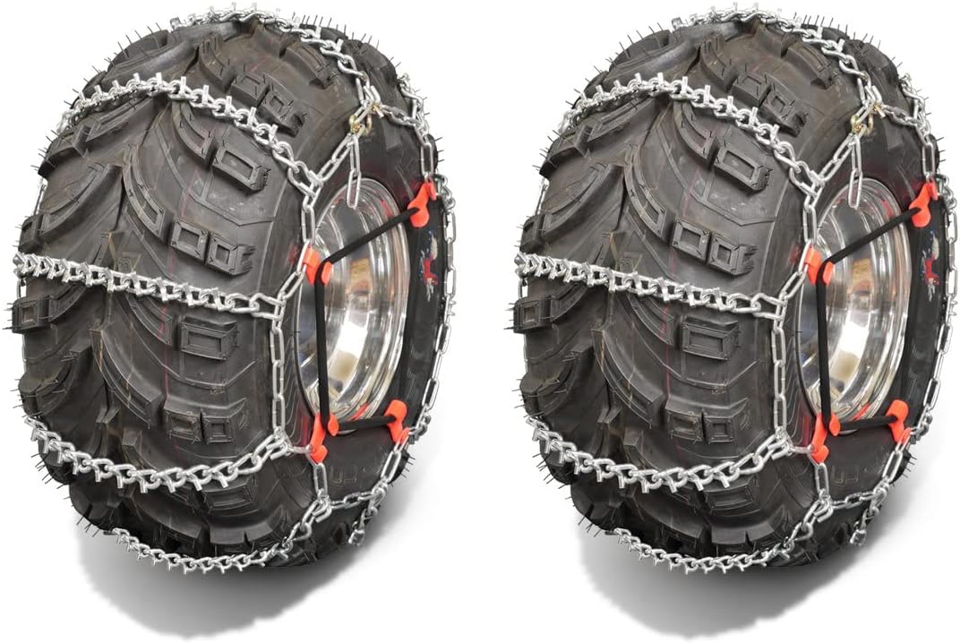 OakTen ATVUTV Tire Chains with Tensioners, Alloy Steel 4-Link Spacing for Enhanced Traction - Compatible with Tire Sizes 24x13x9 25x10x10 25x11x12 25x12x10 25x10-12