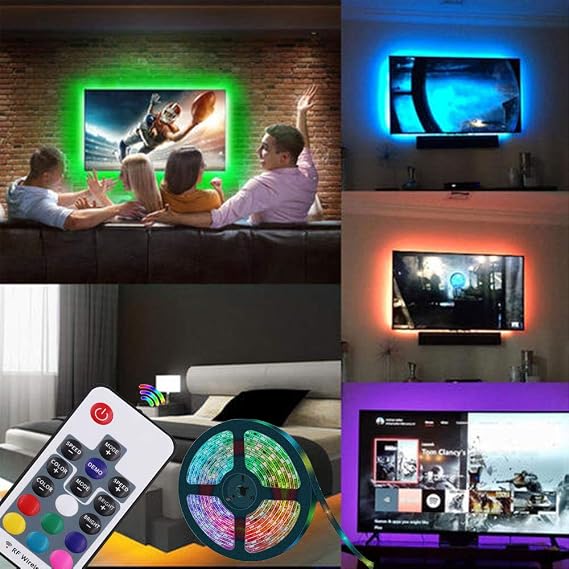 LED Strip Lights 9.9ft for 40-60in TV, Non-Waterproof USB Powered LED TV Backlight Kit with 17 Key Remote Control, RGB 5050 LEDs Bias Lighting for HDTV