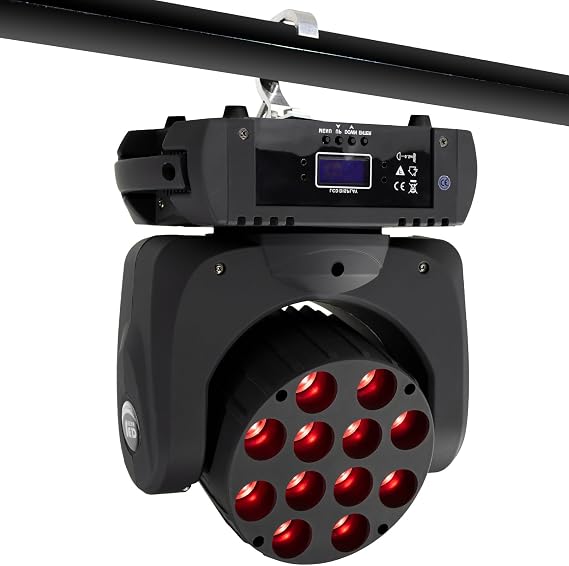 SHEHDS 12x12W RGBW Moving Head Light, DMX512 Stage Wash Light