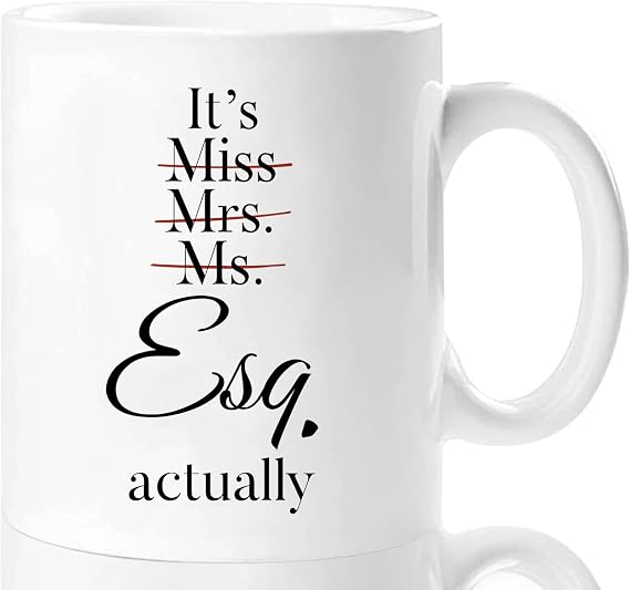 Shqiueos Funny Lawyer Gifts for Women Coffee Mug 11oz - It's Esq Actually | Pass the Bar Exam Gifts for Female Lawyers, Office Present for Attorney, JD, Future Lawyer, Law School Graduation Gift Cup