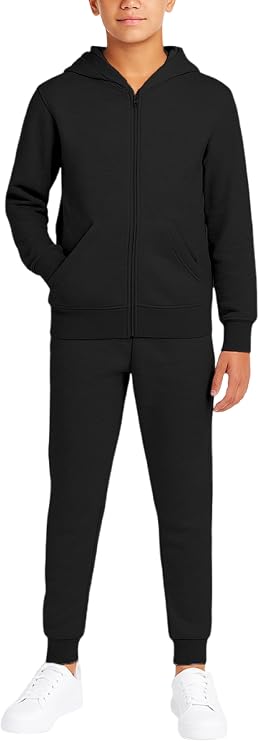 Quad Seven Boys 2 Piece Fleece Zip Hoodie and Athletic Jogger Sweatsuit