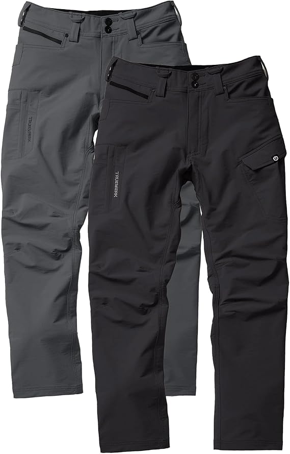 TRUEWERK Men's Work Pants - T2 WerkPant Technical Workwear, 32W X 30L Deep Grey & Black Bundle