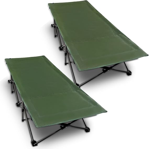 REDCAMP Folding Camping Cots for Adults Heavy Duty, 33" Extra Wide Sturdy Portable Sleeping Cot,Green 2-Pack