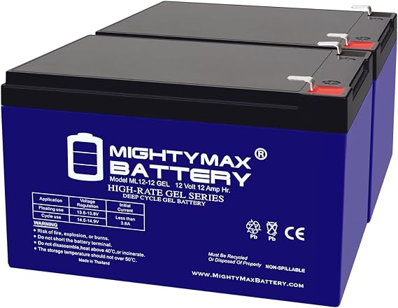 Mighty Max Battery 12V 12AH Gel F2 Replacement Battery Compatible with UltraTech 12120-2 Pack