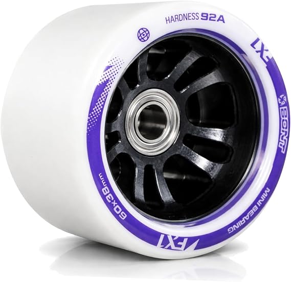 Bont FX1 Roller Skate Wheels with 688 Mini Bearings - Derby and Indoor Speed Quad Skating - Pack of 8 with bearings