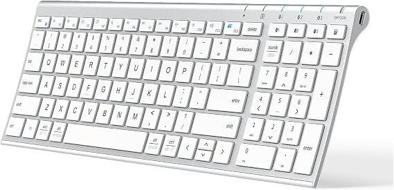 iClever BK10 Bluetooth Keyboard, Universal Bluetooth 5.1 Wireless Keyboard with Number Pad, Ergonomic Design, Multi-Device Compatibility, Stable Connection for Mac, iPad, iPhone, Android, Windows
