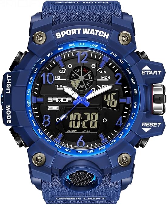 AIMES Men's Watches Sports Outdoor Waterproof Military Watch Date Multi Function Tactics LED Face Alarm Stopwatch for Men