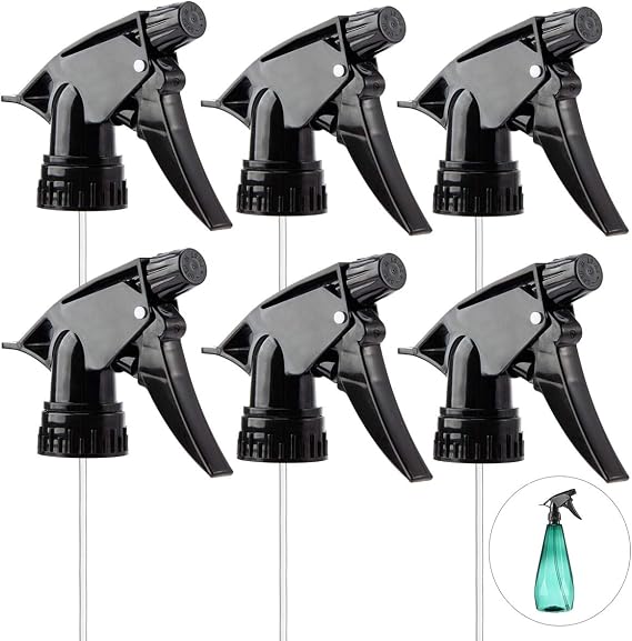 6Pcs 3 Modes Spray Bottle Nozzles Replacement Fit Standard 28/400 Neck | MADHOLLY DIY-Friendly Sprayer Tops, Mist/Stream/Off, Cuttable Tube for 8/16/32oz Bottle, for Plants, Hair, Cleaning