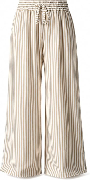 Acelitt Women Drawstring Elastic Waist Wide Leg Pants with Pockets, S-XXL