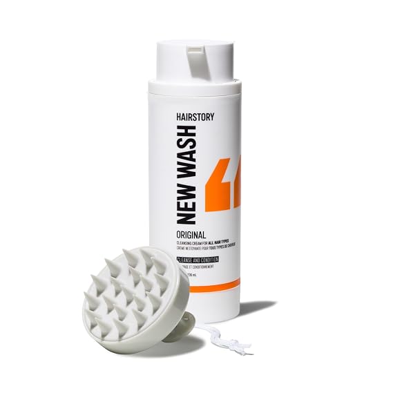 Hairstory New Wash Original Cleansing Cream + Scalp Brush 8 oz Bundle