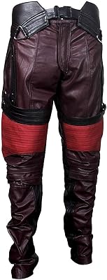 Prime-Fashion Mens Distressed Maroon Star Protector King Faux Leather Galaxy Adult Costume Jacket