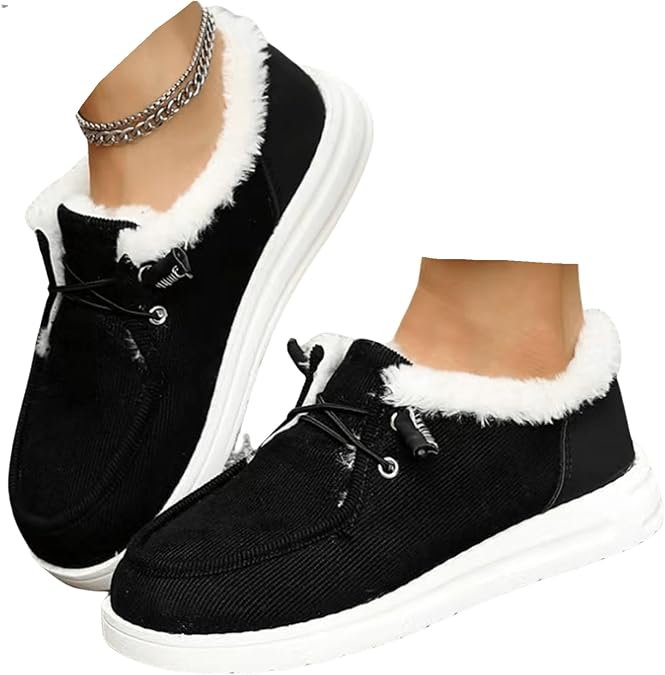 Boots For Women Ankle Booties Winter Warm Fur Lined Snow Boots Short Booties Slip On Comfortable Fashion Loafers Shoe