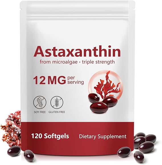 Astaxanthin 12mg, 120 Softgels 4 Month Supply, Supports Skin, Joints & Eyes Health