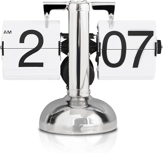 Retro Flip down Mechanical Digital Desk Clock, Retro Digital Flip down Clock Battery Powered Internal Gear Operated Auto Flip down Clock for Home Office School Hotel Cafe, Silent Quartz Movement