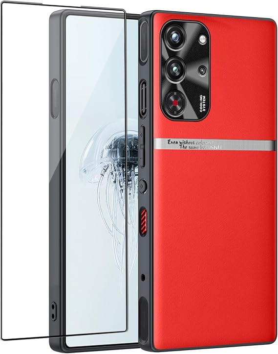 QUIETIP Case Compatible with RedMagic 10 Pro/10S Pro with Screen Protector,Slim Shockproof Lens Protective Hard Cover,Red