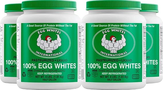 Egg Whites International 100% Pure Liquid Egg White Protein Designed to Drink. Now 100% CAGE Free (4 Half Gallons & Pump)