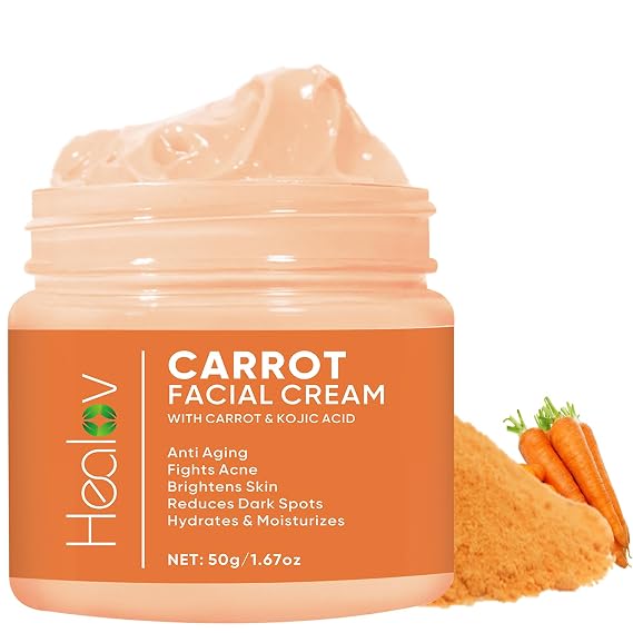 Healov Carrot Cream Brightening Face & Body Cream for Uneven-Looking Skin Tone & Dull Skin Moisturizing Carrot Oil Lotion for Face, Underarms, Inner Thighs, Neck, Knees & Elbows