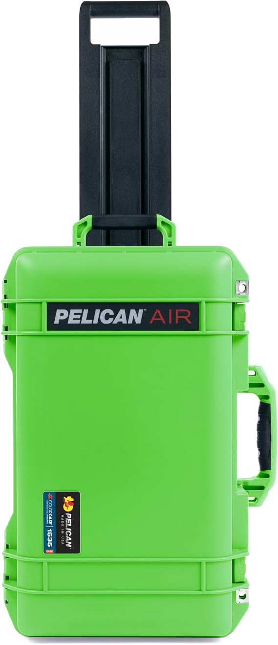 Pelican Air 1535 Carry-On Case, Color Case, Lime Green, Medium, Waterproof Case Case Only, Select Handle and Latch Color, Lime Green Handle & Latch