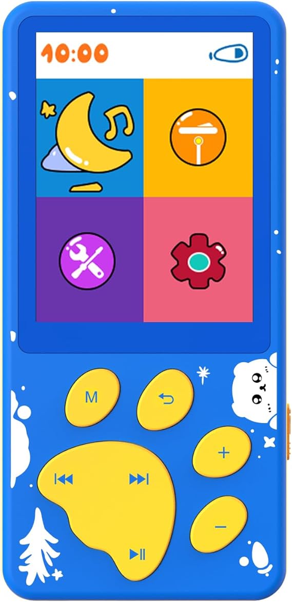MP3 Player for Kids, 1.8 Portable Kids Music Player with FM Radio Video Games Voice Recorder and Headphone, 8GB Children Cartoon Bear Paw Media Player Expandable Up to 128GB (Blue) | MP3 Player for Kids, Portable Music Player,MP3 Player with Speaker,Gift for Boys&Girls,Audiobook Player,Built-in Games