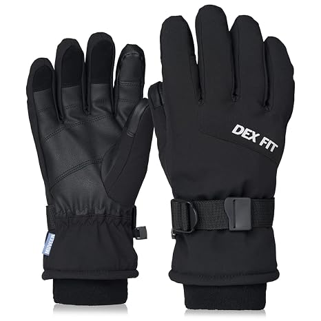 DEX FIT Coldproof Warm Winter Gloves WG201, Waterproof, Double Thermal Protection for Cold Weather & Outdoor Work, PU Leather Firm Grip, Touchscreen Compatible, Washable; Black 9 (L) 1 Pair