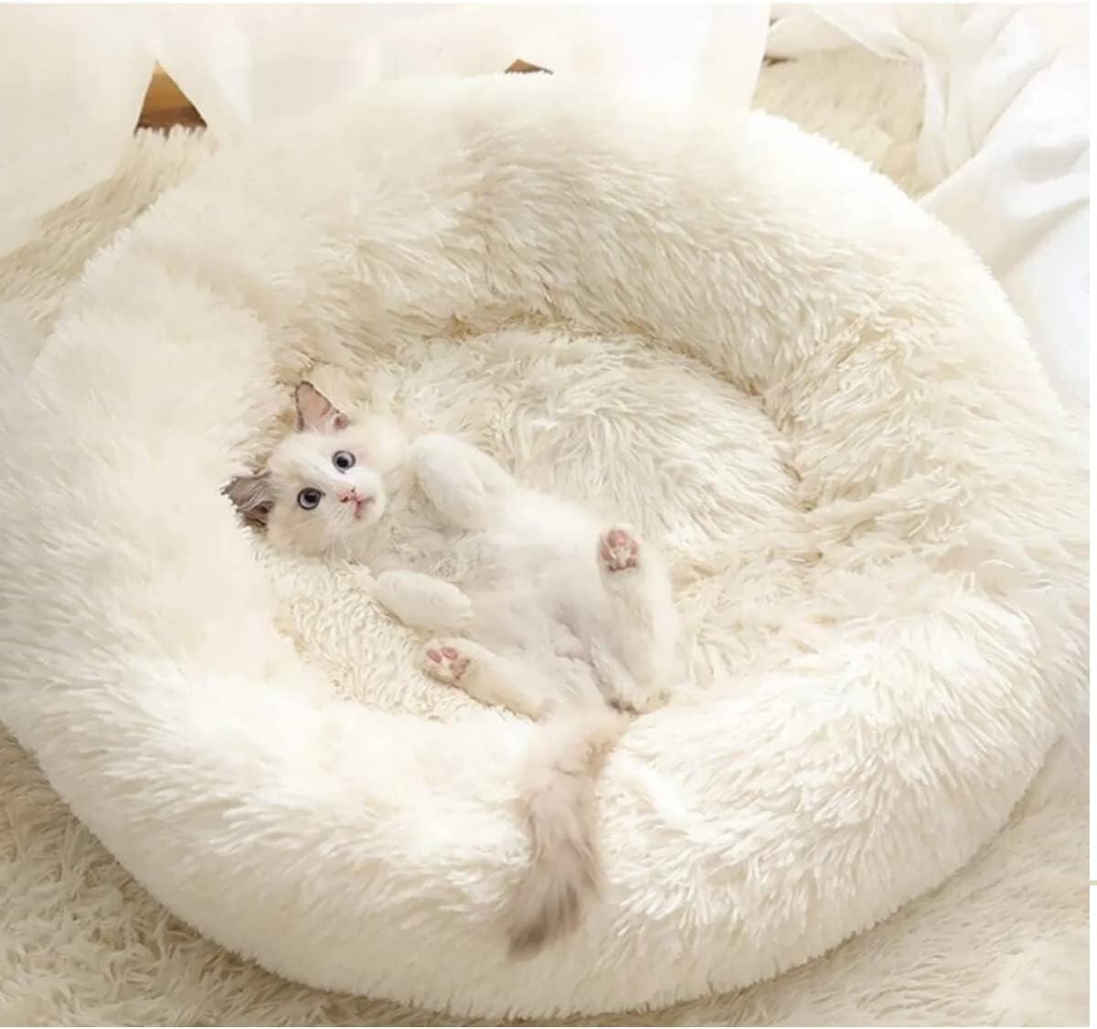 White Soft Fleece Cat Bed