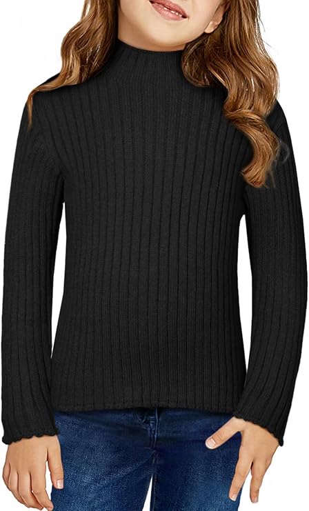 DOKOTOO KIDS Girls Turtleneck Sweater Kids Casual Long Sleeve Knitted Slim Fit Pullover Tops 7-15 Years