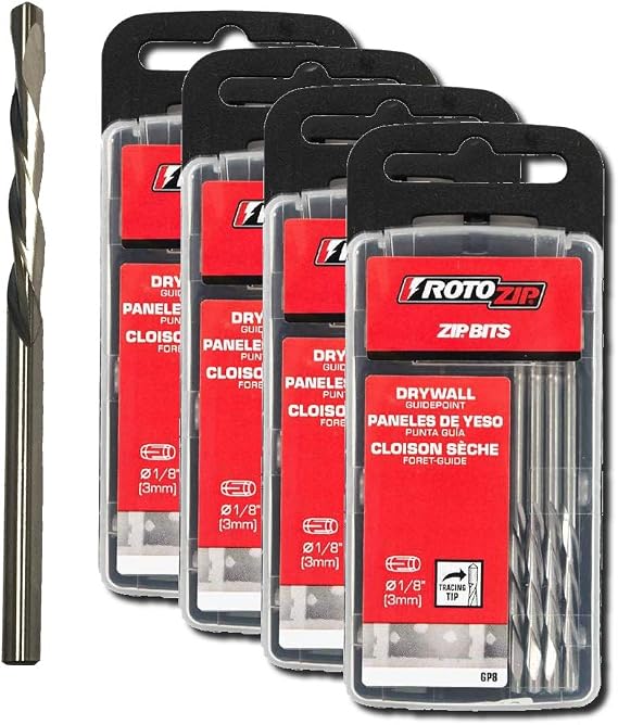 RotoZip 1/8'' Guide Point Drywall Router Bits for Cutout Tools, ROTO ZIP - GP8-32/PACK