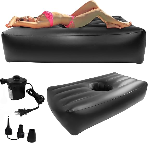BBL Inflatable Bed with Hole After Surgery for Butt, Brazilian Butt Lifting Post Surgery Supplies for Recovery Sitting Sleeping Pregnancy and Relaxation (Black)