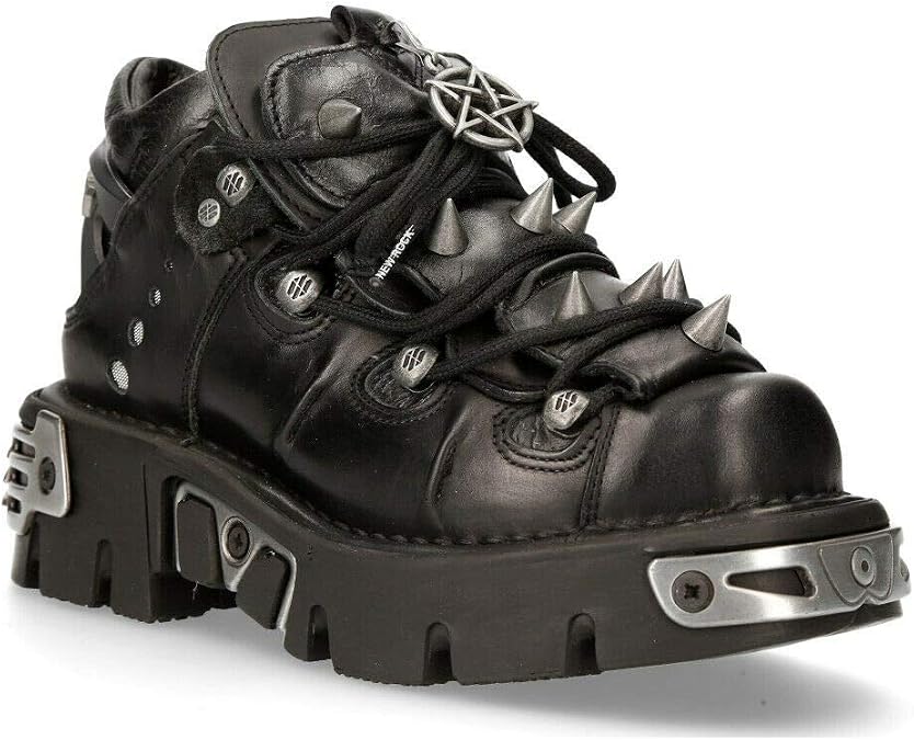 New Rock 110-S1 Men's Leather Spiked Ankle Boots | Casual Boots