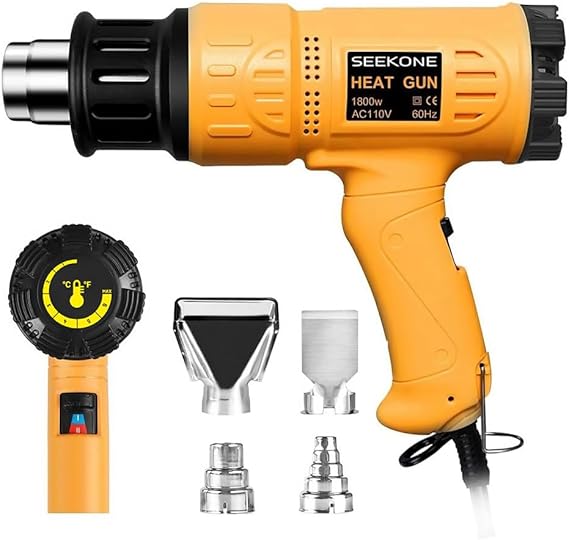 SEEKONE 1800W Heat Gun Variable Temp 122F-1202F for Crafts, Shrink Wrap