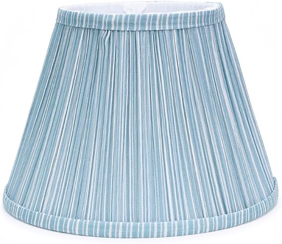 ValueLights | Small Blue Gathered Pleated Fabric Tapered Light Shade for Table Lamp | Lamp Shades, Home Décor & Improvement Essential | 27.5cm Shade Width [Energy Class F]