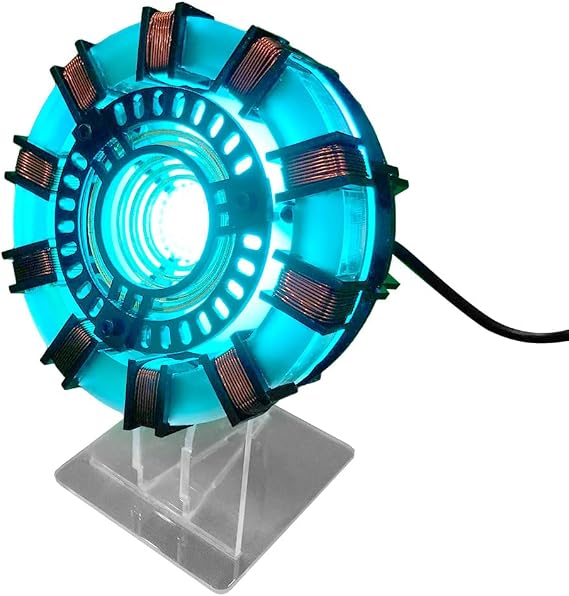 MK1 Arc Reactor Model, Arc Reactor Assembly Kit with USB-Powered Blue LED Light, Creative Desktop Toy Ornaments for Home Decor