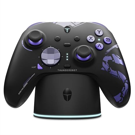 Thunderobot G80 1000HZ Wireless Gaming Controller for NS/PC/iOS/Android with Charging Dock,Hall-effect Adjustable Joystick,Dual-Mode Force-Switch Triggers,Optical Micro Switches,RGB Backlight (Black)