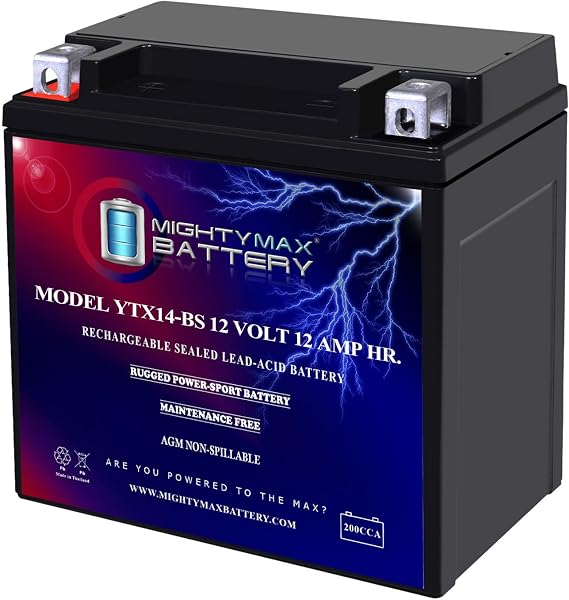 Mighty Max Battery YTX14-BS Replacement Battery Compatible with Shorai YTX14-BS
