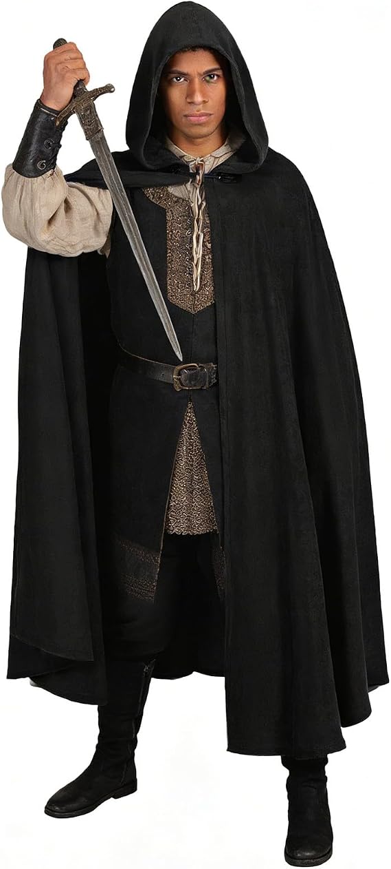 Renaissance Cloak for Men Women,Adult Renaissance Hooded Cape,Medieval Cloak,Women Men Victorian Velvet Cape