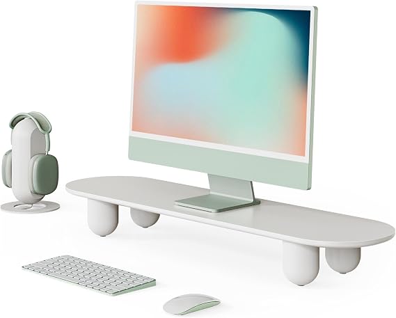 Fenge Computer Monitor Stand with Solid Beech Wood Legs, 34 Inch