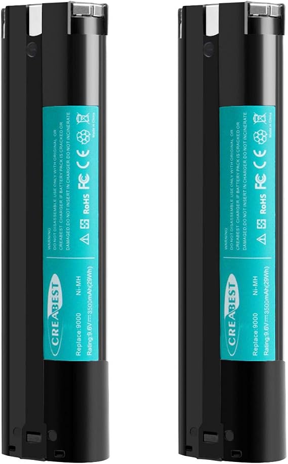 CREABEST 2Packs New 9.6V 3500mAh Compatible with Makita Replacement Battery 9000 9001 9002 9033 9600 96003 193890-9 192696-2 632007-4 6096D 6093D DA391D 6095D 5090D 4390D Ni-MH Battery Pack