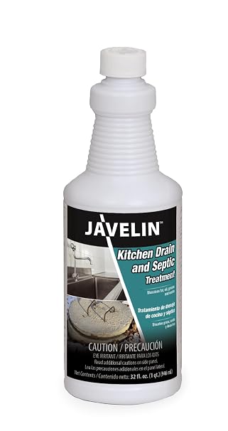 Javelin Industrial Drain Treatment Unclogs & Maintains Grease Traps, Septic, Commercial Kitchen Drains Breaks Down Grease Build-Up & Eliminates Odors Safe & Overnight Use 32 Fl. Oz.