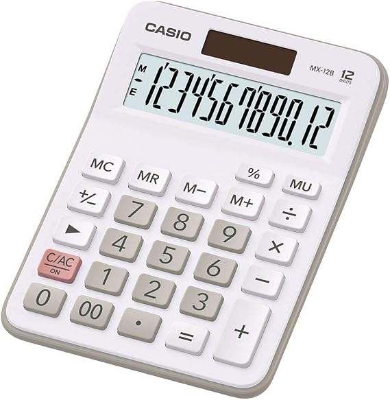 Casio Mx-12B-We-W-Dc Ekononik Hesap Makinesi, Beyaz